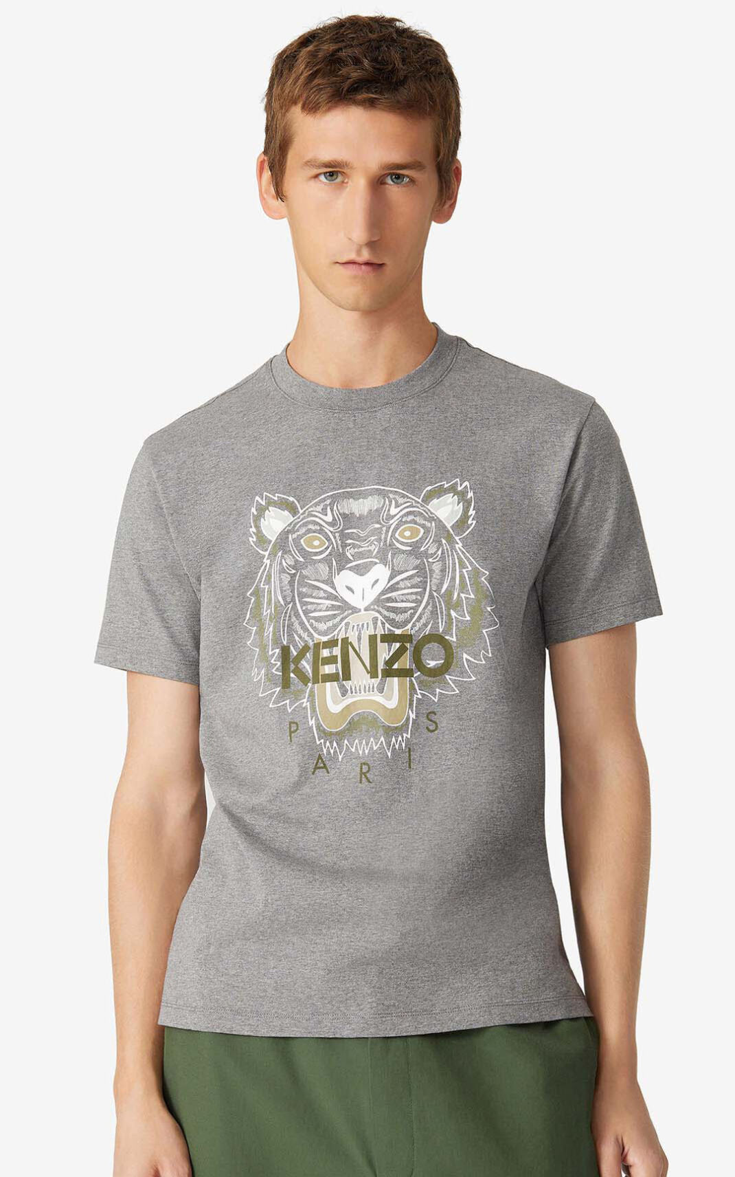 Camisetas Kenzo Tiger Hombre Gris MLJ573869